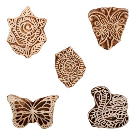 Set of 5 Piece New Mix Wooden Printing Block